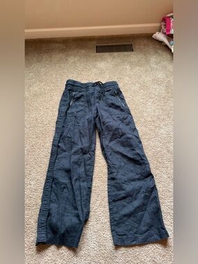 Athleta Drawstring 100 Linen Wide Leg Pants - Black sz 6